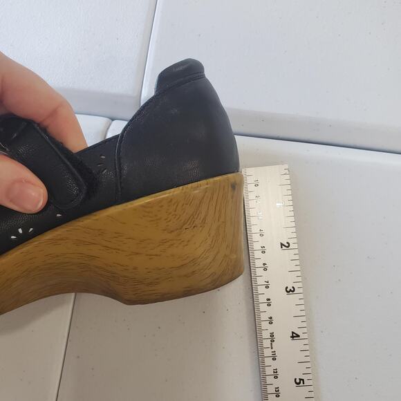 Alegria Mary Jane Wedge Shoes Womens Size EU 39 Black Leather Cutout Whimsy - Picture 11 of 12